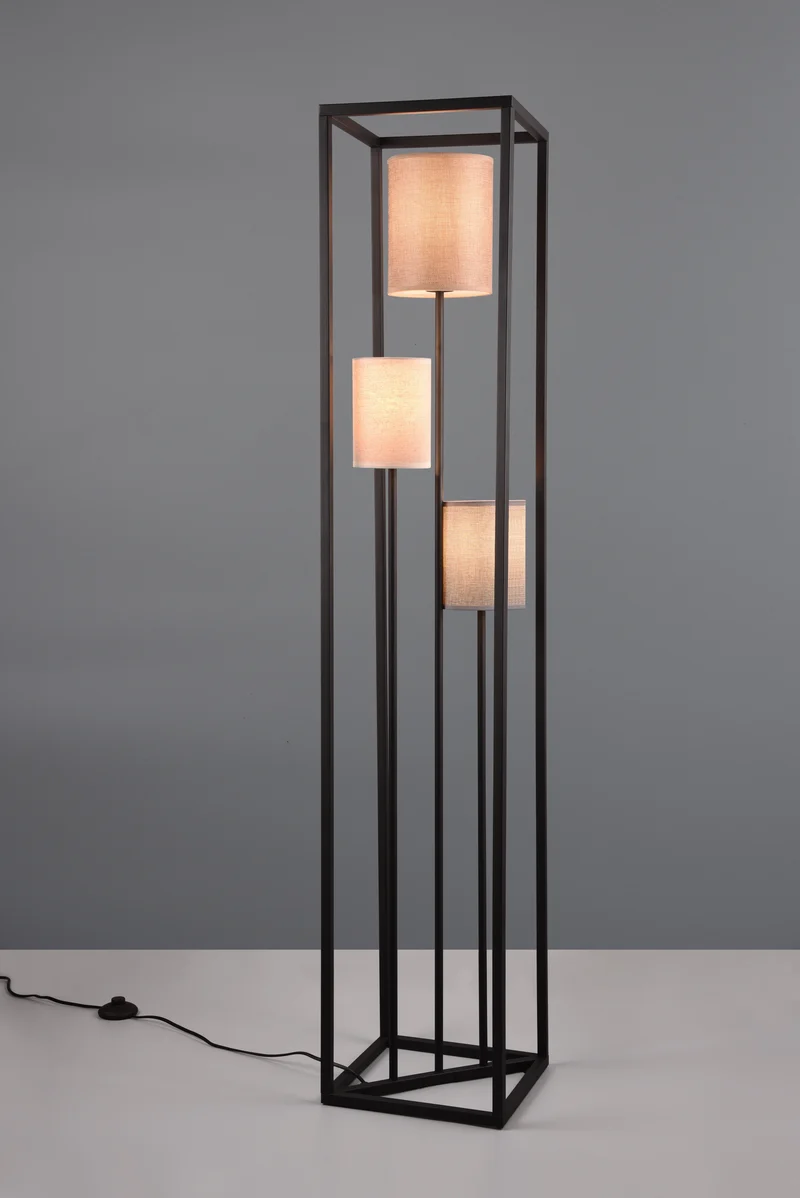 Lámpara de pie Trio Ross LED negro mate 3000K 153cm 4