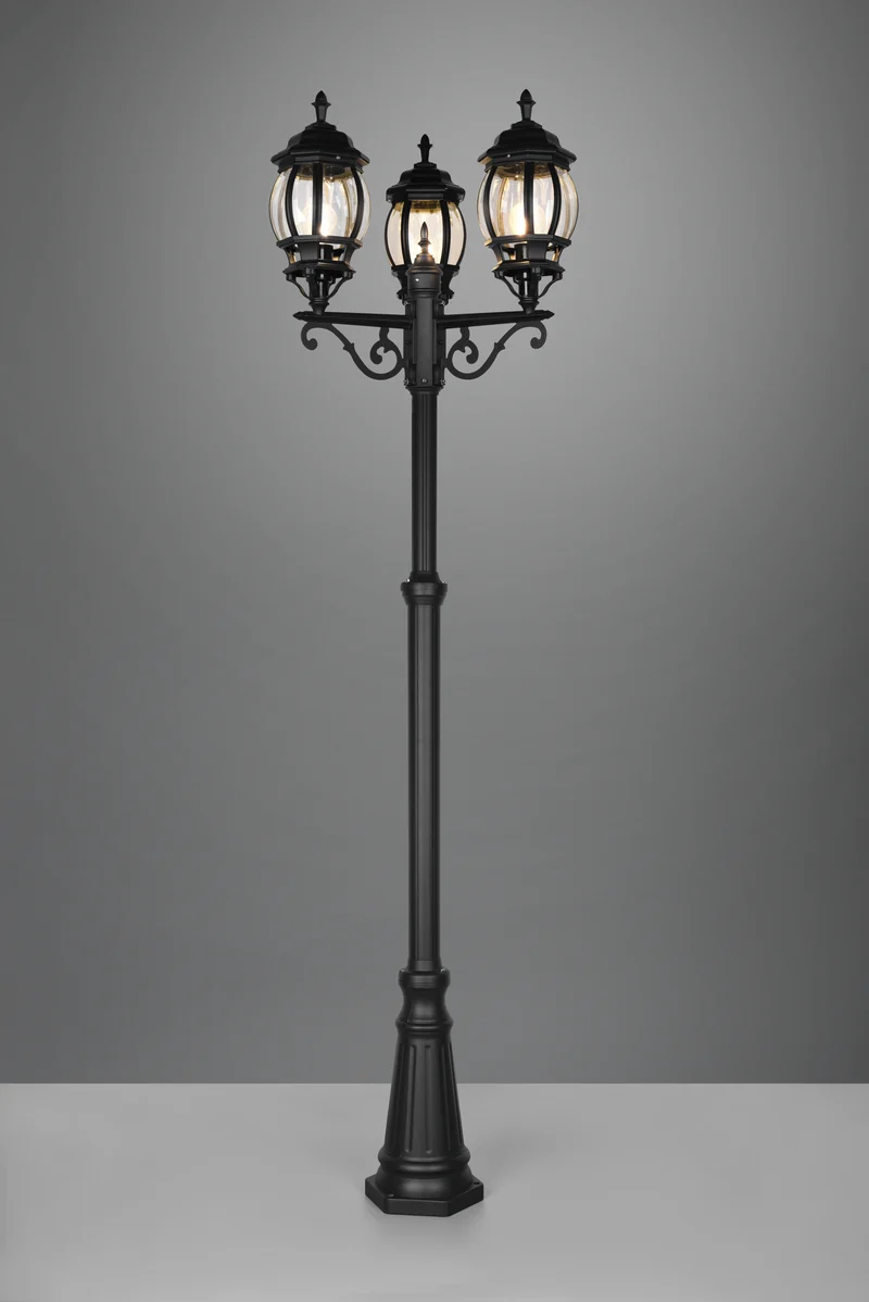 Baliza de exterior Trio Elvo 3 luces negro mate IP44 240cm 406960332