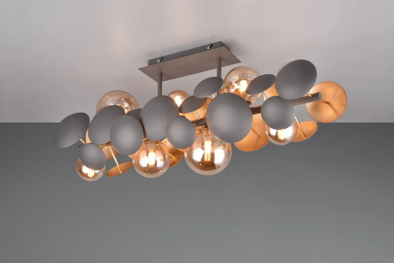 Plafón de techo Trio Bubble LED antracita 3000K 76cm 6