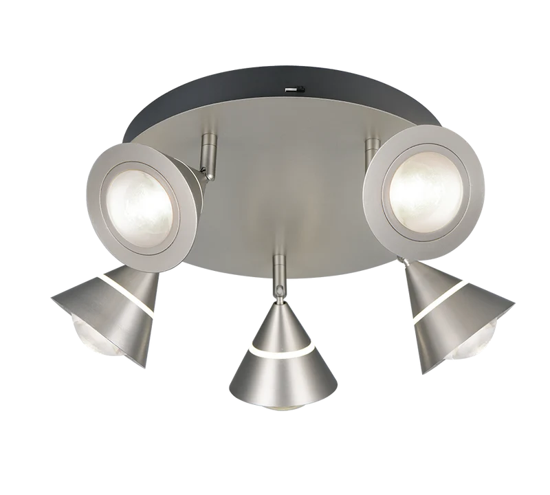 Plafón de techo Trio Romeo LED níquel mate Ø30cm 6