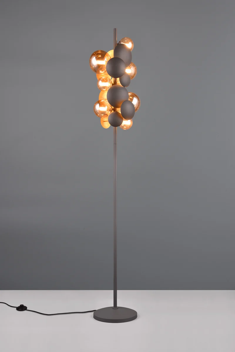 Lámpara de pie Trio Bubble LED antracita 3000K 155cm 4