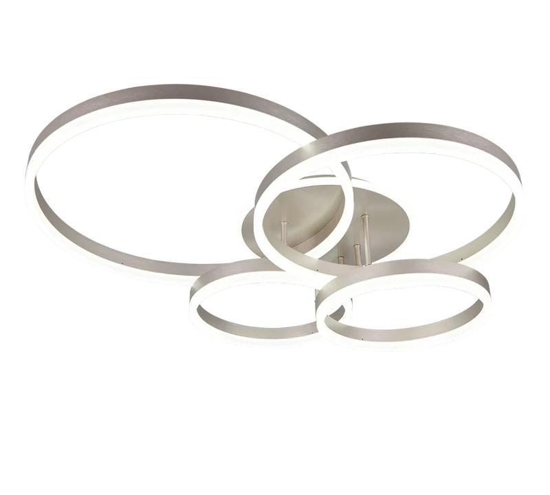 Plafón de techo Trio Drake grande LED níquel mate CCT 80cm 6