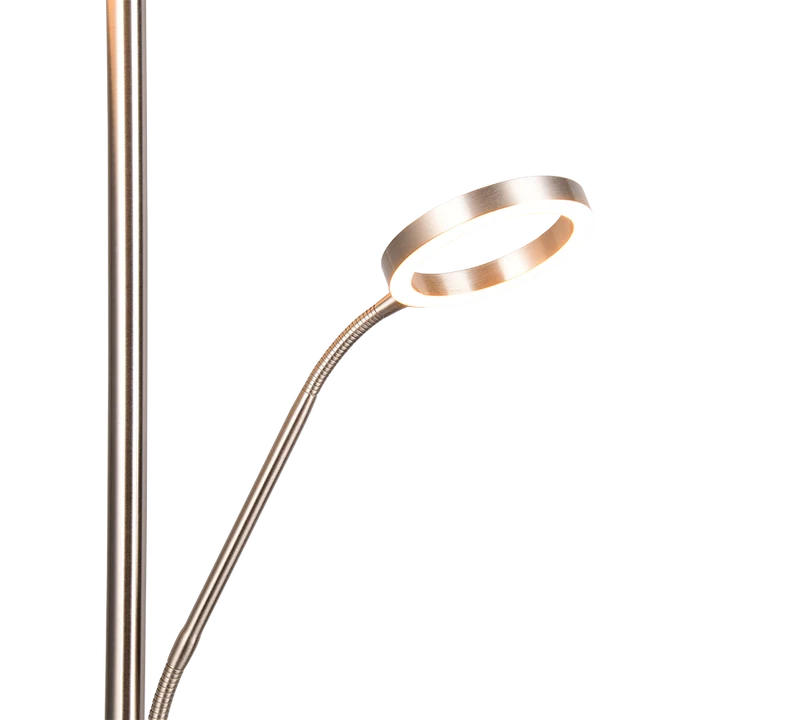 Lámpara de pie Trio Willis LED níquel mate 180cm 4