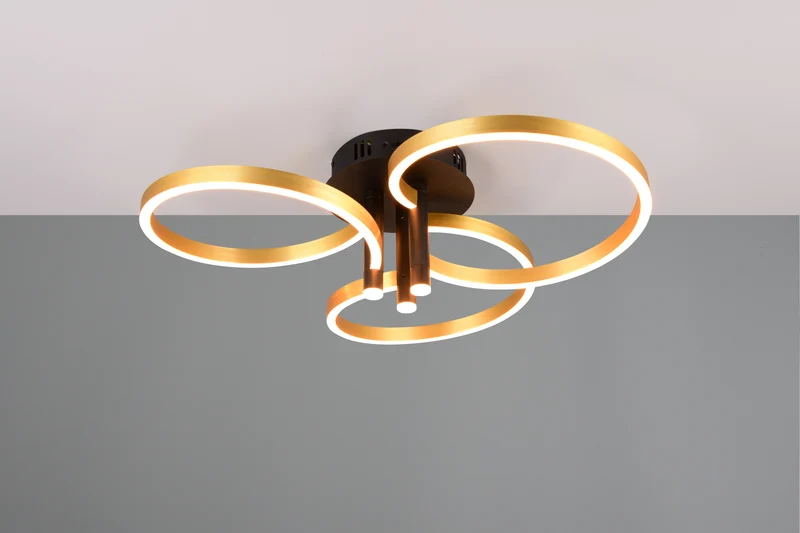 Plafón de techo Trio Caruso LED negro y dorado Ø65,5cm 6