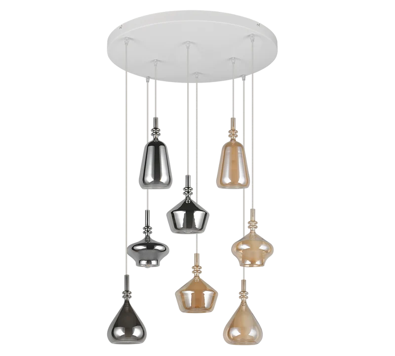 Lámpara de techo colgante Trio Aldea grande LED blanco mate 2700K 3m 3