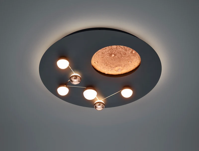 Plafón de techo Trio Zodiac LED negro mate Ø50cm 6