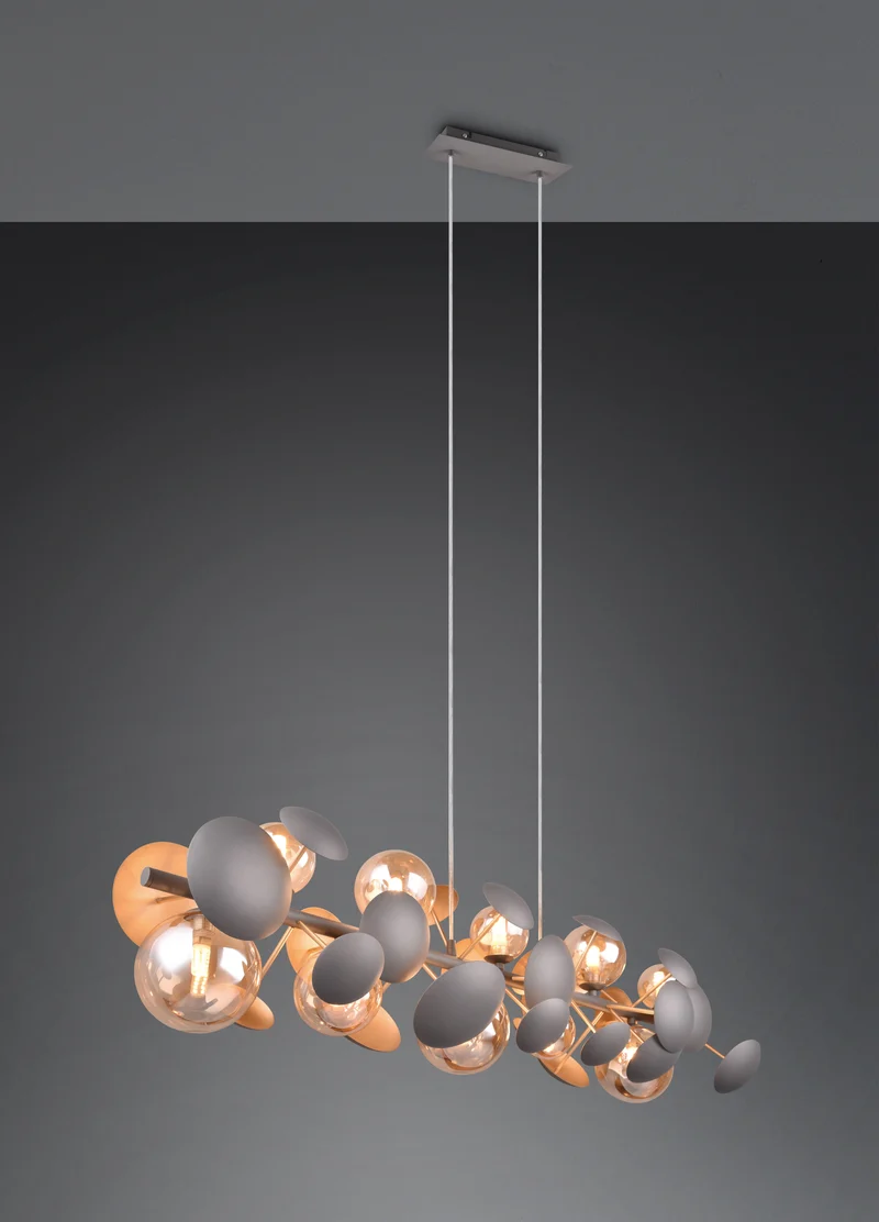Lámpara de techo colgante Trio Bubble LED antracita 3000K 150cm 3
