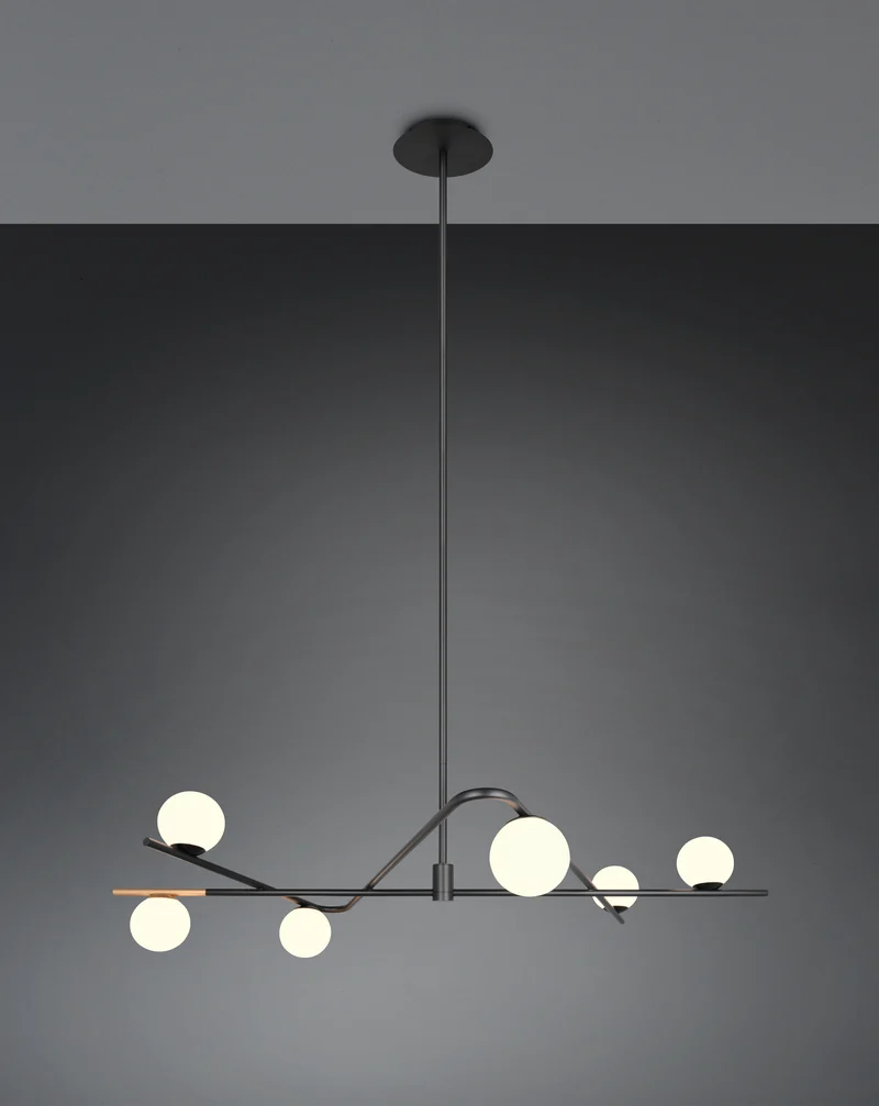 Lámpara de techo colgante Trio Flaming LED negro y dorado 3000K 195cm 3
