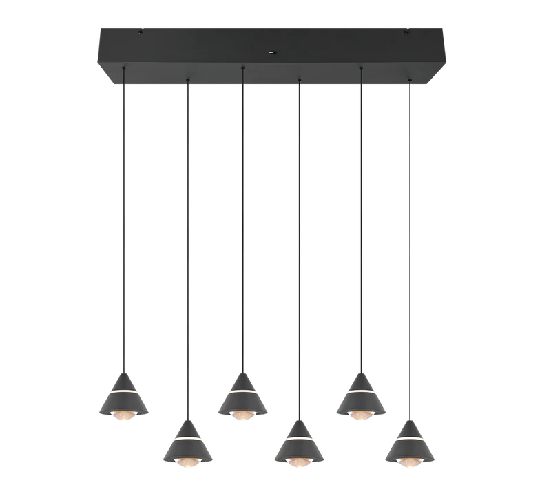 Lámpara de techo colgante Trio Romeo LED negro mate 200cm 3