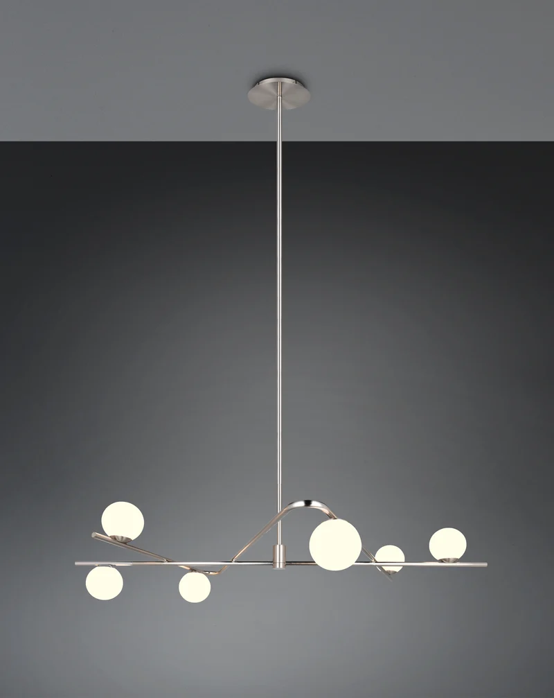 Lámpara de techo colgante Trio Flaming LED níquel mate 3000K 195cm 3