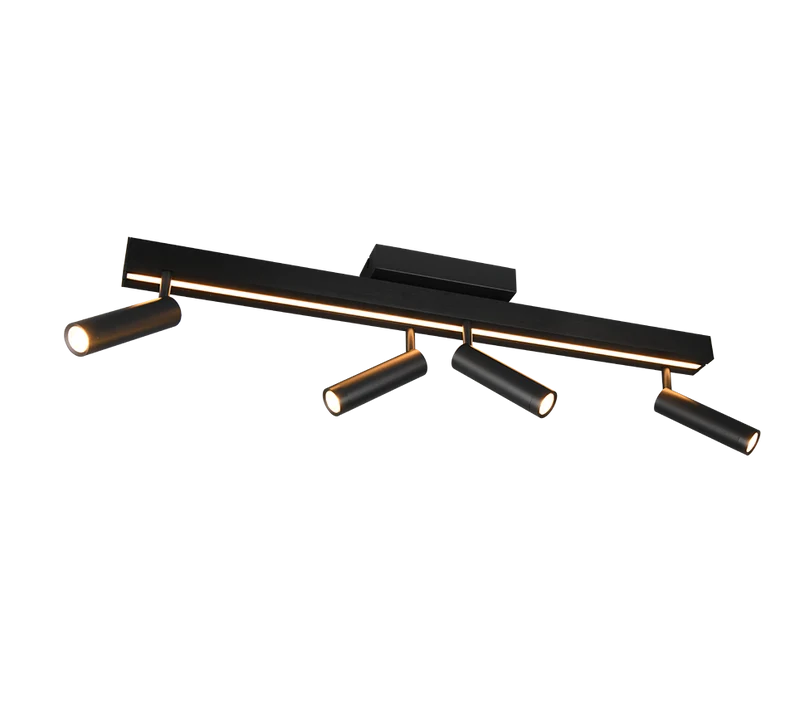 Plafón de techo Trio Zeno grande LED negro mate CCT 133cm 6