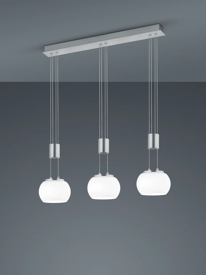 Lámpara de techo colgante Trio Madison LED níquel mate 3000K 150cm 3