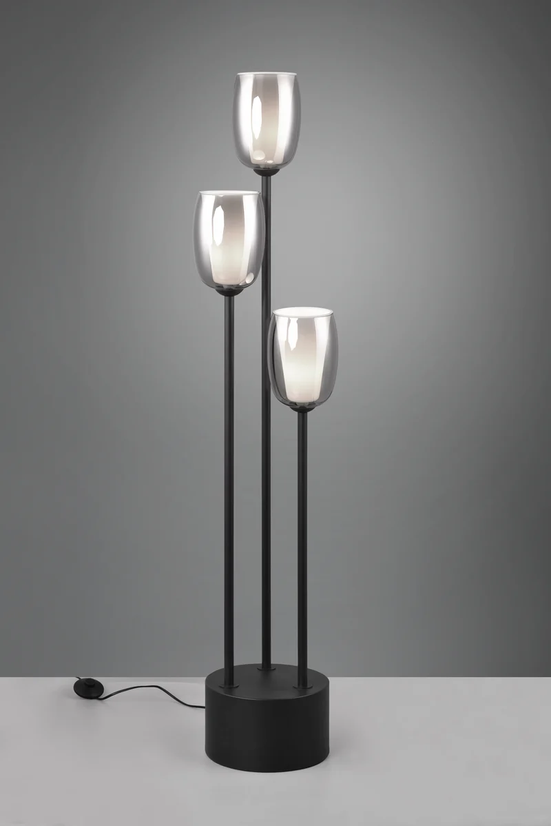Lámpara de pie Trio Barret LED negro mate 3000K 140cm 4