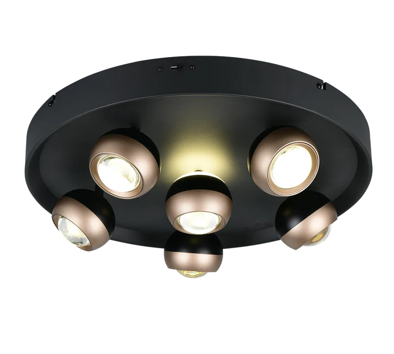 Plafón de techo Trio Orbit LED negro mate Ø50cm 6