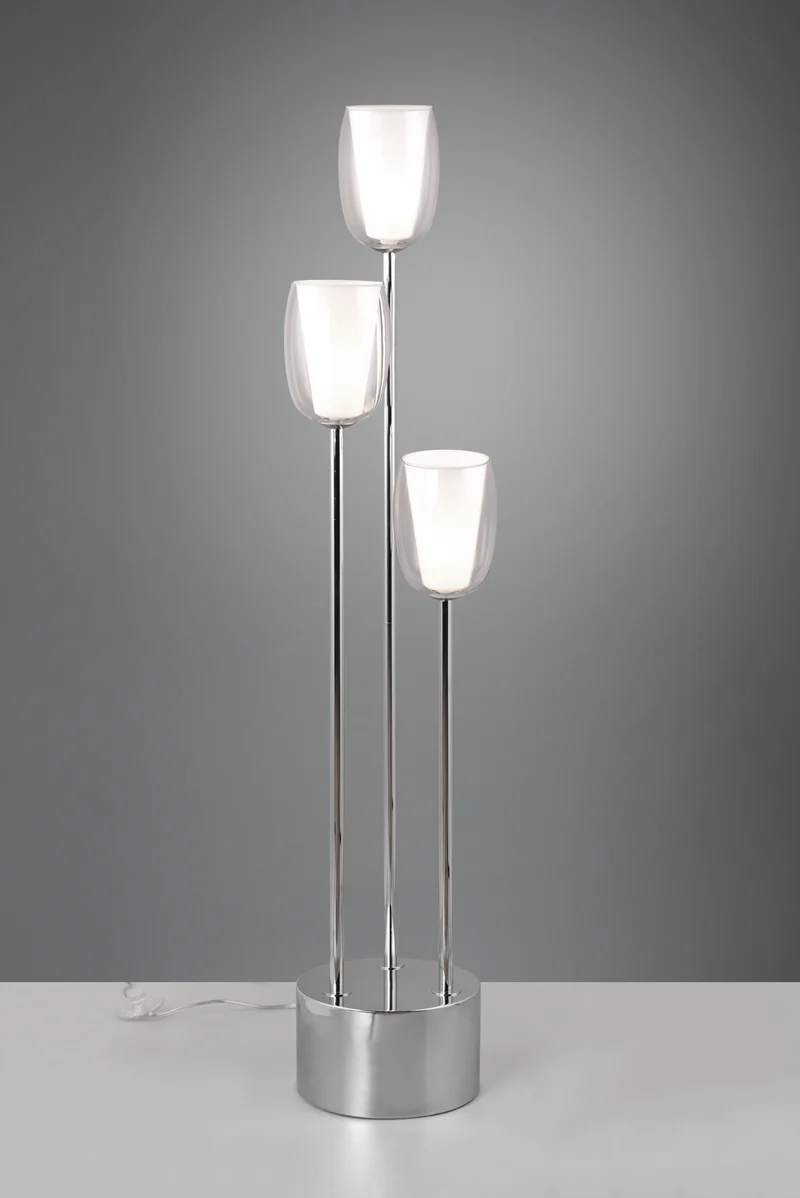 Lámpara de pie Trio Barret LED cromo 3000K 140cm 4