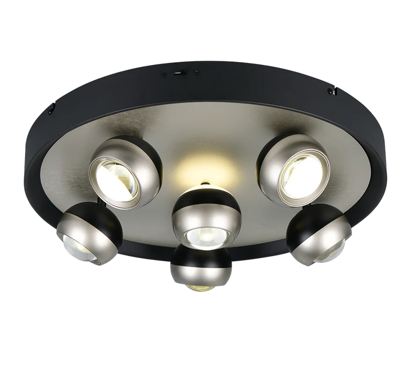 Plafón de techo Trio Orbit LED níquel mate Ø50cm 6