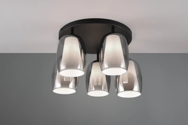 Plafón de techo Trio Barret LED negro mate 3000K Ø48cm 6