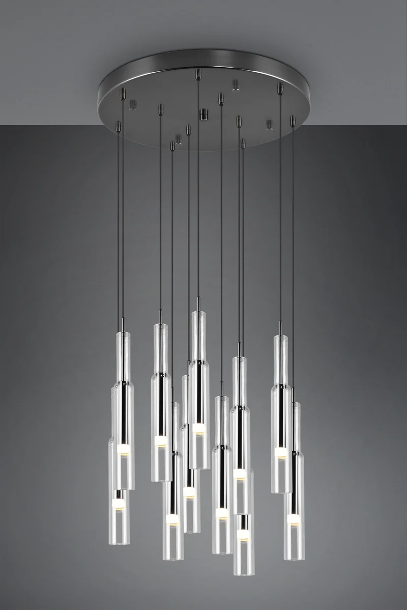 Lámpara de techo colgante Trio Lucent LED black-chrome 150cm 3
