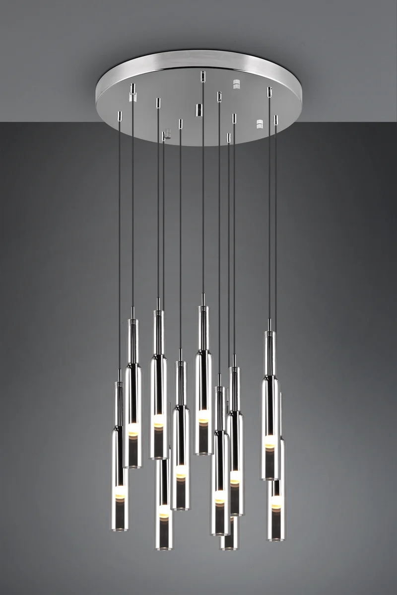 Lámpara de techo colgante Trio Lucent LED cromo 150cm 3