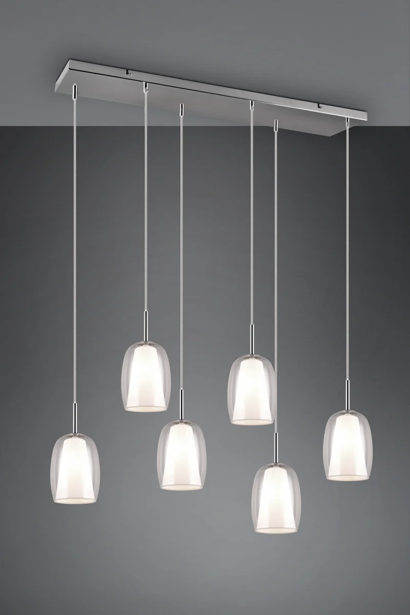 Lámpara de techo colgante Trio Barret LED cromo 3000K 150cm 3