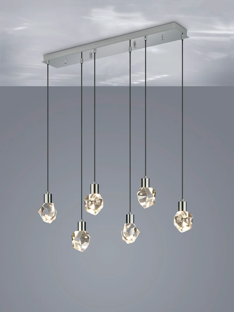Lámpara de techo colgante Trio Verano LED cromo 150cm 3