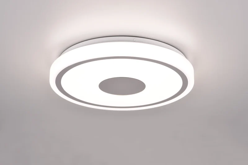 Plafón de techo Trio Bunda LED cromo 4000K regulable Ø33cm R