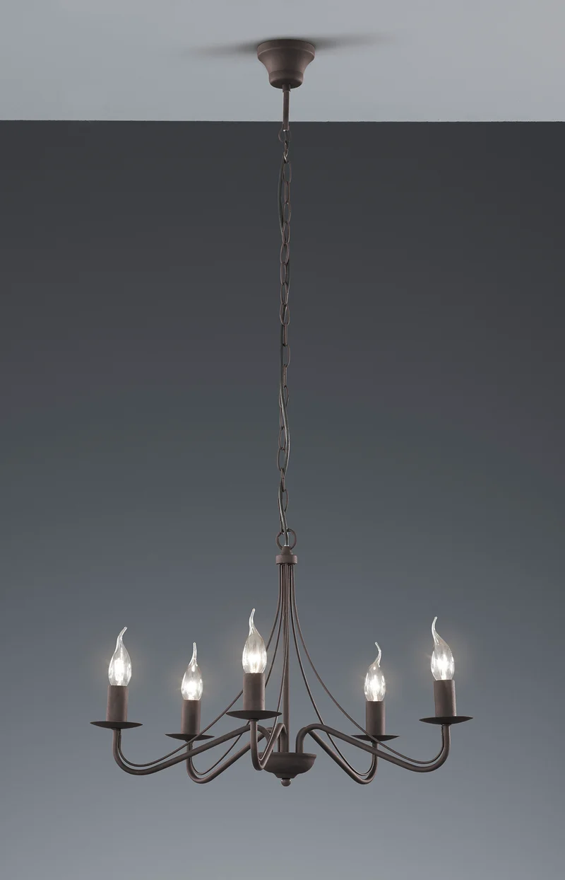 Lámpara Trio Country 5 luces óxido Ø55cm R1198-24