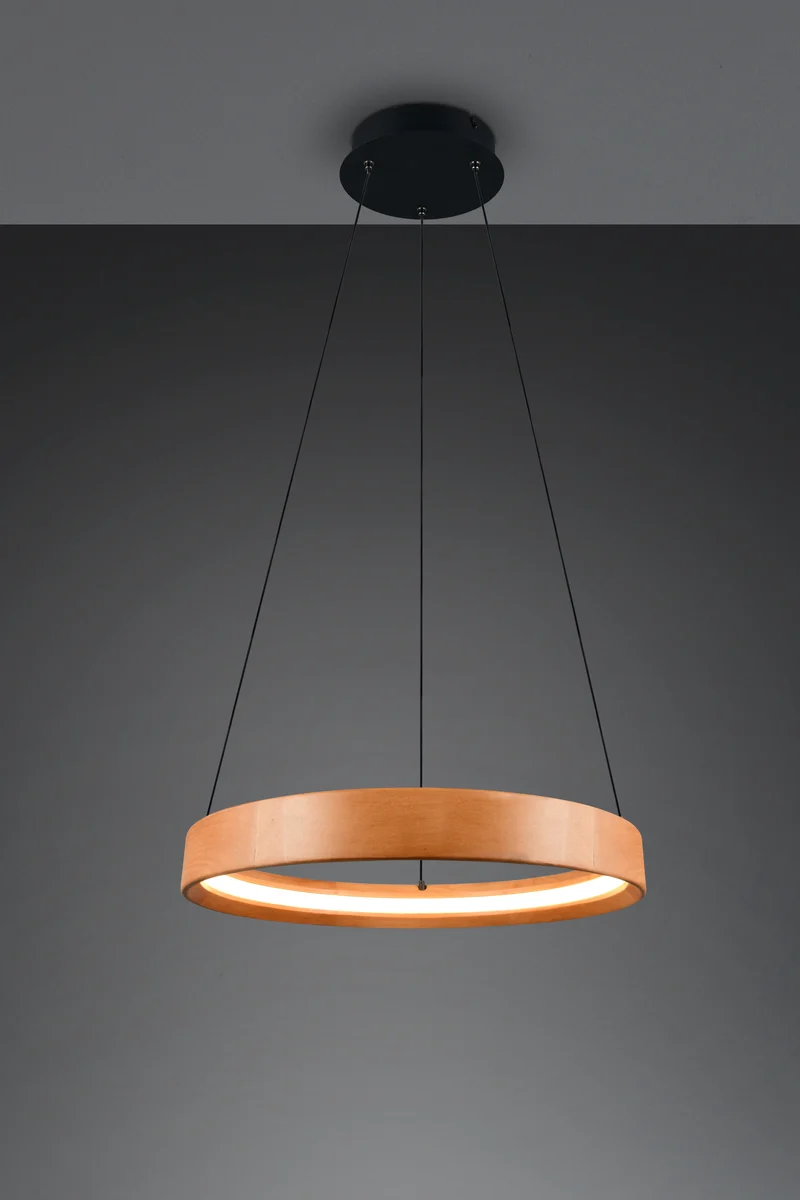 Lámpara de techo colgante Trio Lynwood LED madera 3000K 150cm 3