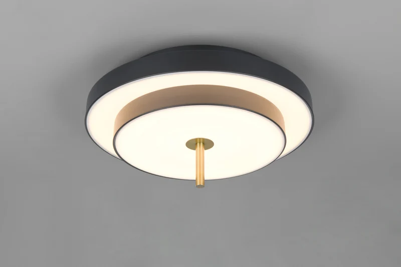 Plafón de techo Trio Keaton LED negro y dorado Ø40cm 6