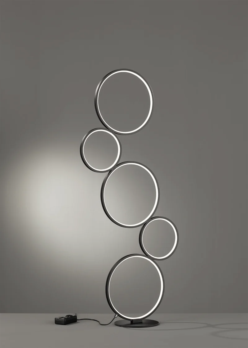 Lámpara de pie Trio Rondo LED negro mate 3000K 115cm 4