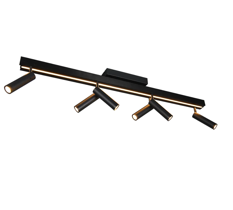 Plafón de techo Trio Zeno grande LED negro mate CCT 180cm 6