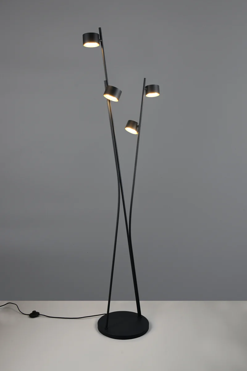 Lámpara de pie Trio Coda LED negro y dorado 2700K 180cm 4