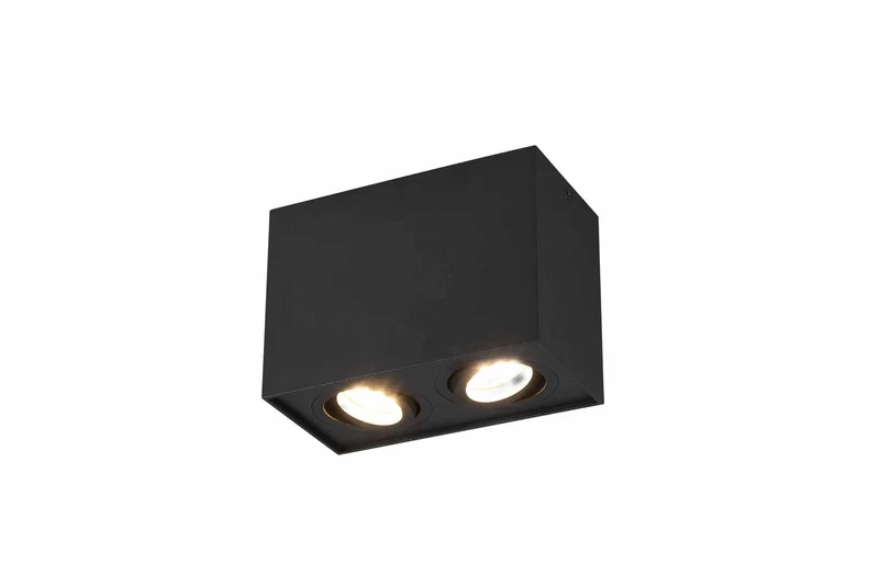 Plafón de techo Trio Biscuit 2 luces negro mate 17,8cm 6