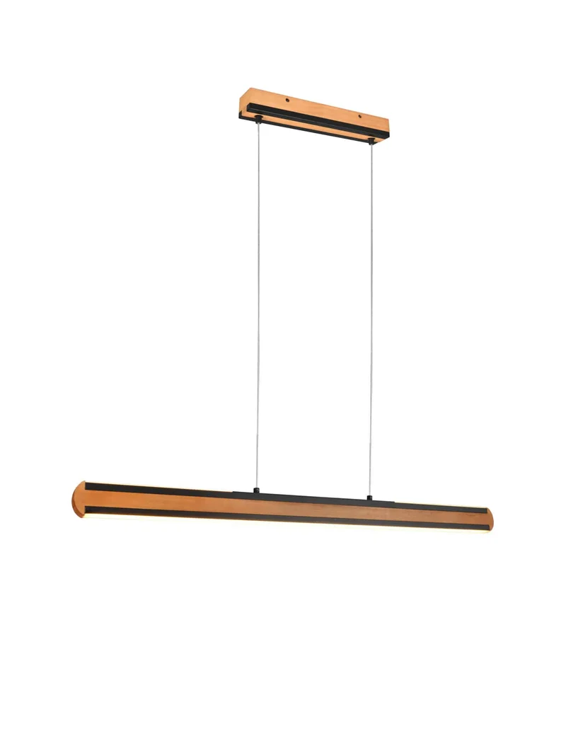 Lámpara de techo colgante Trio Deacon LED madera natural arriba y abajo 150cm 3