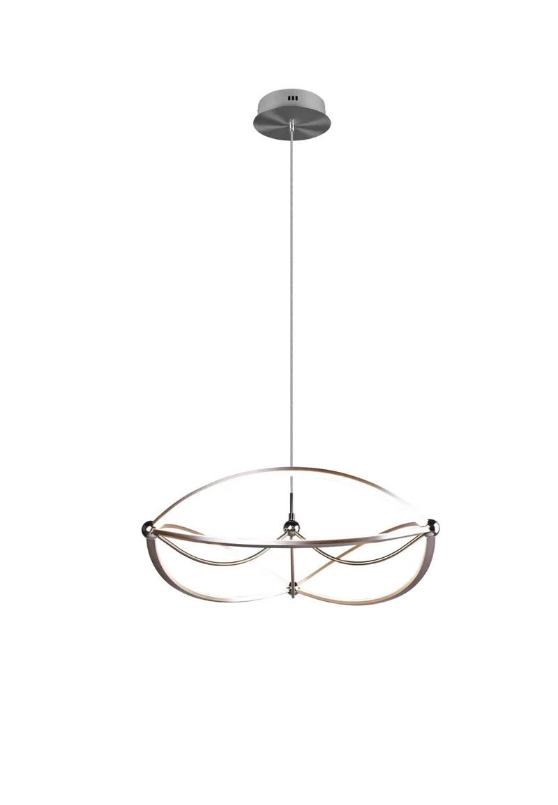 Lámpara de techo colgante Trio Charivari LED níquel mate 3000K regulable 150cm 3
