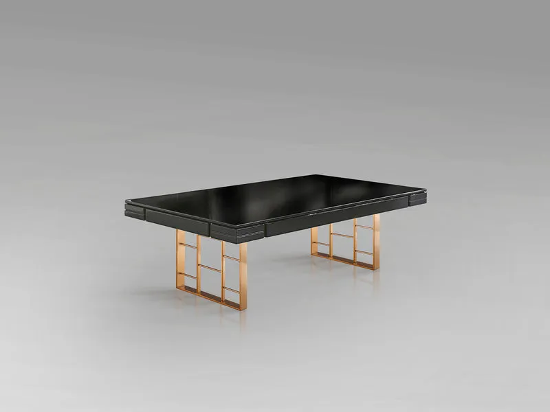 Mesa de centro Schuller Vita gris y oro rosa 135x49cm