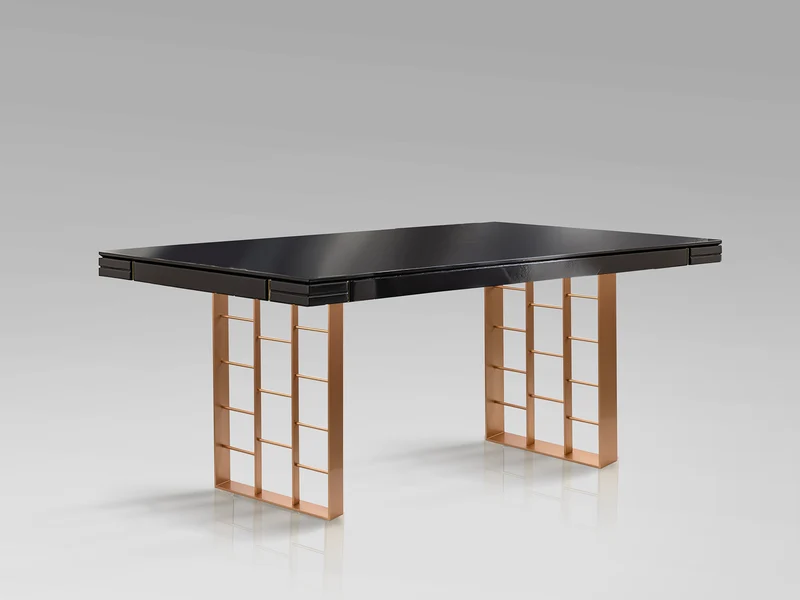 Mesa de comedor Schuller Vita gris y oro rosa 240x77cm