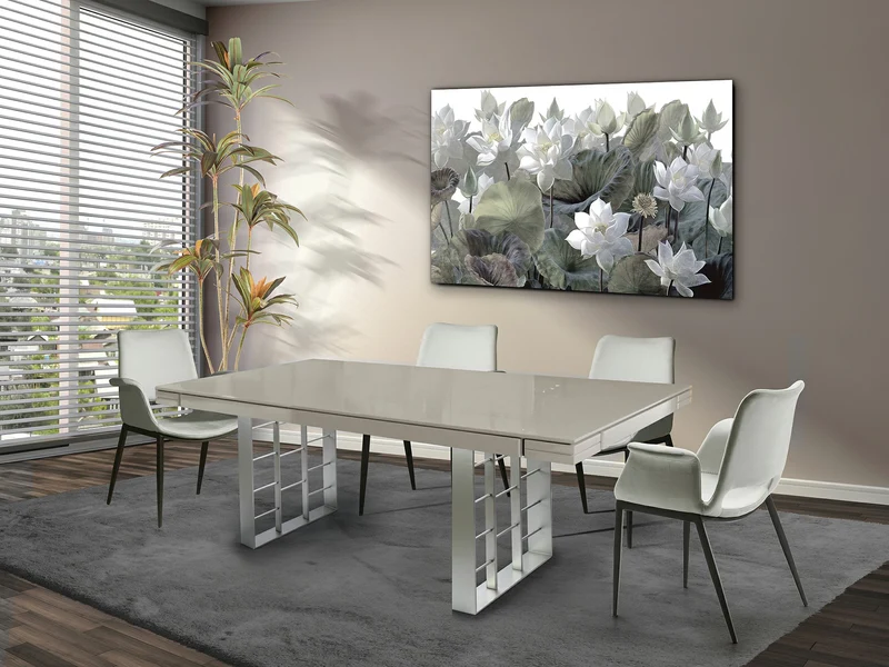Mesa de comedor Schuller Vita gris y plata 200x77cm