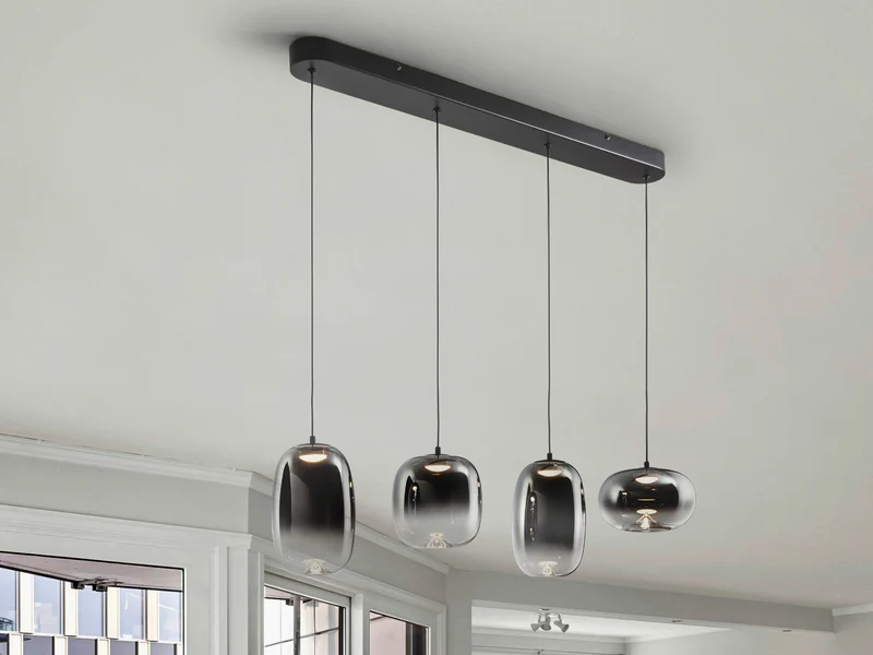 Lámpara de techo colgante Schuller Onice 4 luces negro y smoke difuminado