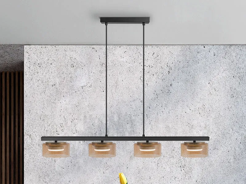 Lámpara de techo colgante Schuller Olaia 4 luces negro y oro 3000K 12689