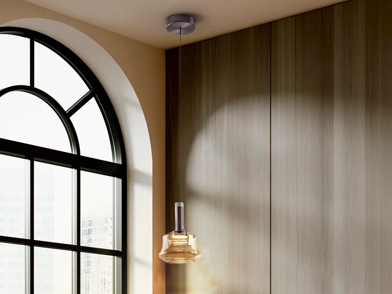 Lámpara de techo colgante Schuller Scarlett 1 luz bronce oscuro y ambar 3000K