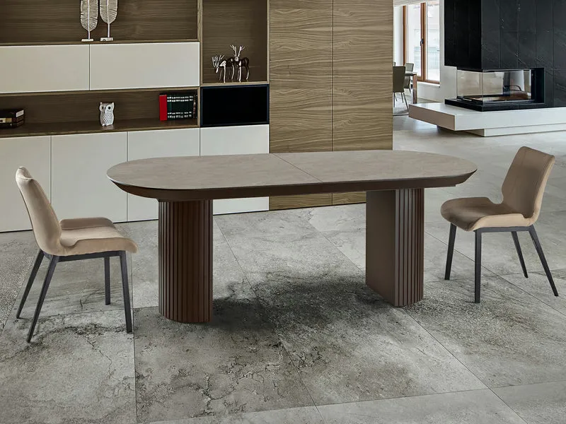 Mesa de comedor Schuller Irati marrón y piedra extensible 206x79cm