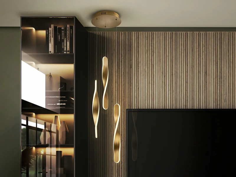 Lámpara de techo colgante Schuller Twist 3 luces oro 3000K