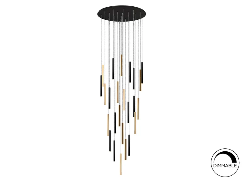 Lámpara de techo colgante Schuller Varas negro y oro brillo regulable con mando 373968GD
