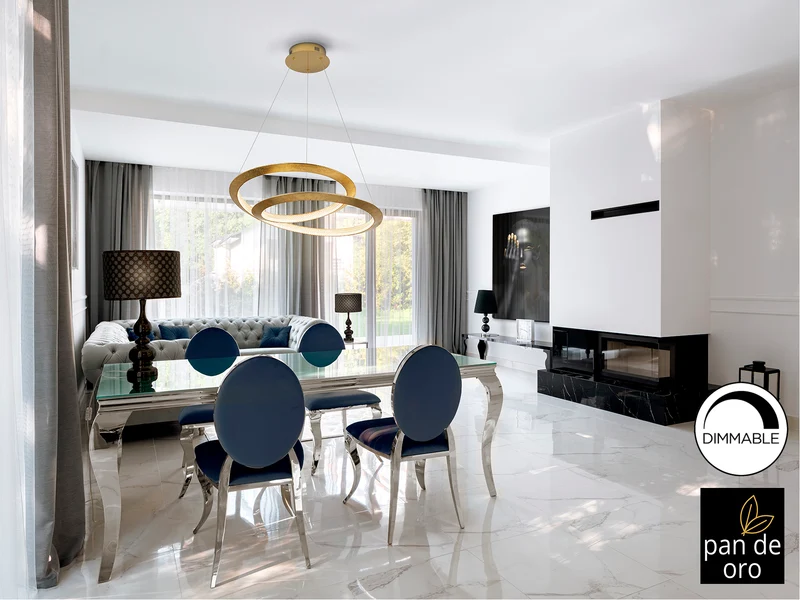 Lámpara de techo colgante Schuller Eternity dorado y oro 3000K Ø60cm