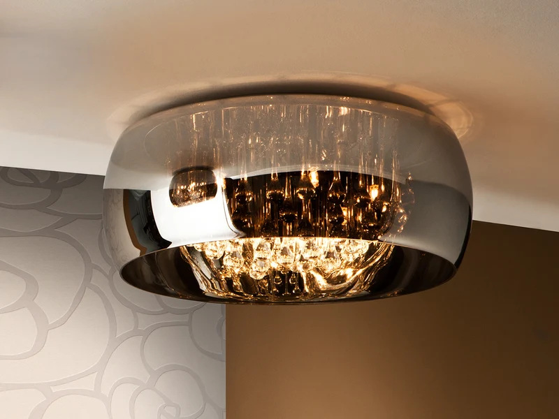Plafón Schuller Argos transparente y espejado regulable con mando Ø50cm 508030D