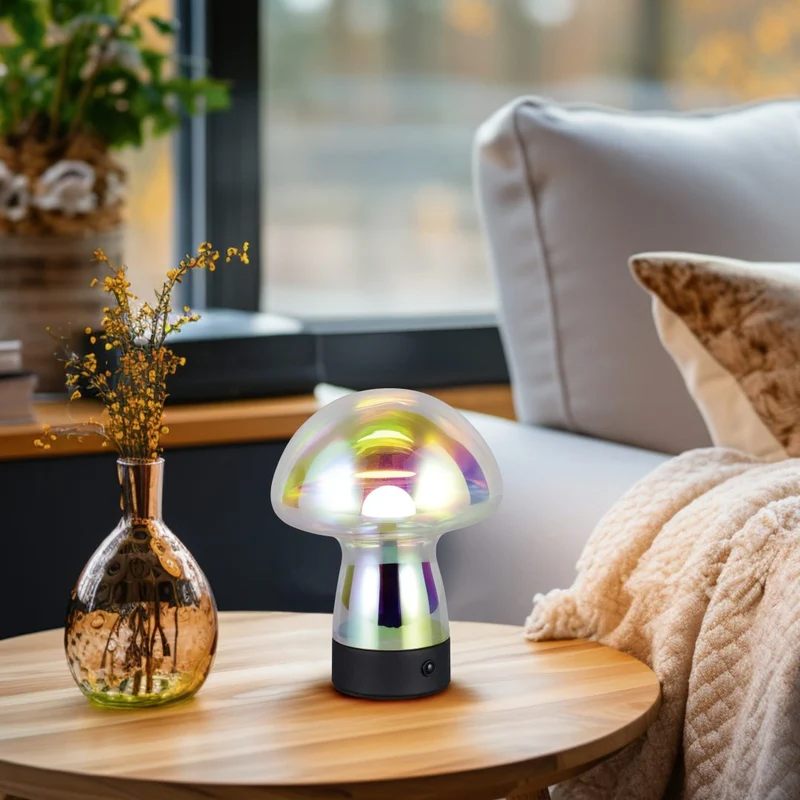 Lámpara de sobremesa Trio Dooley LED transparente iridescent táctil 3000K R54981153