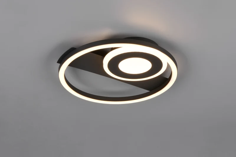 Plafón de techo Trio Horus LED negro mate 3000K 32cm R63671132
