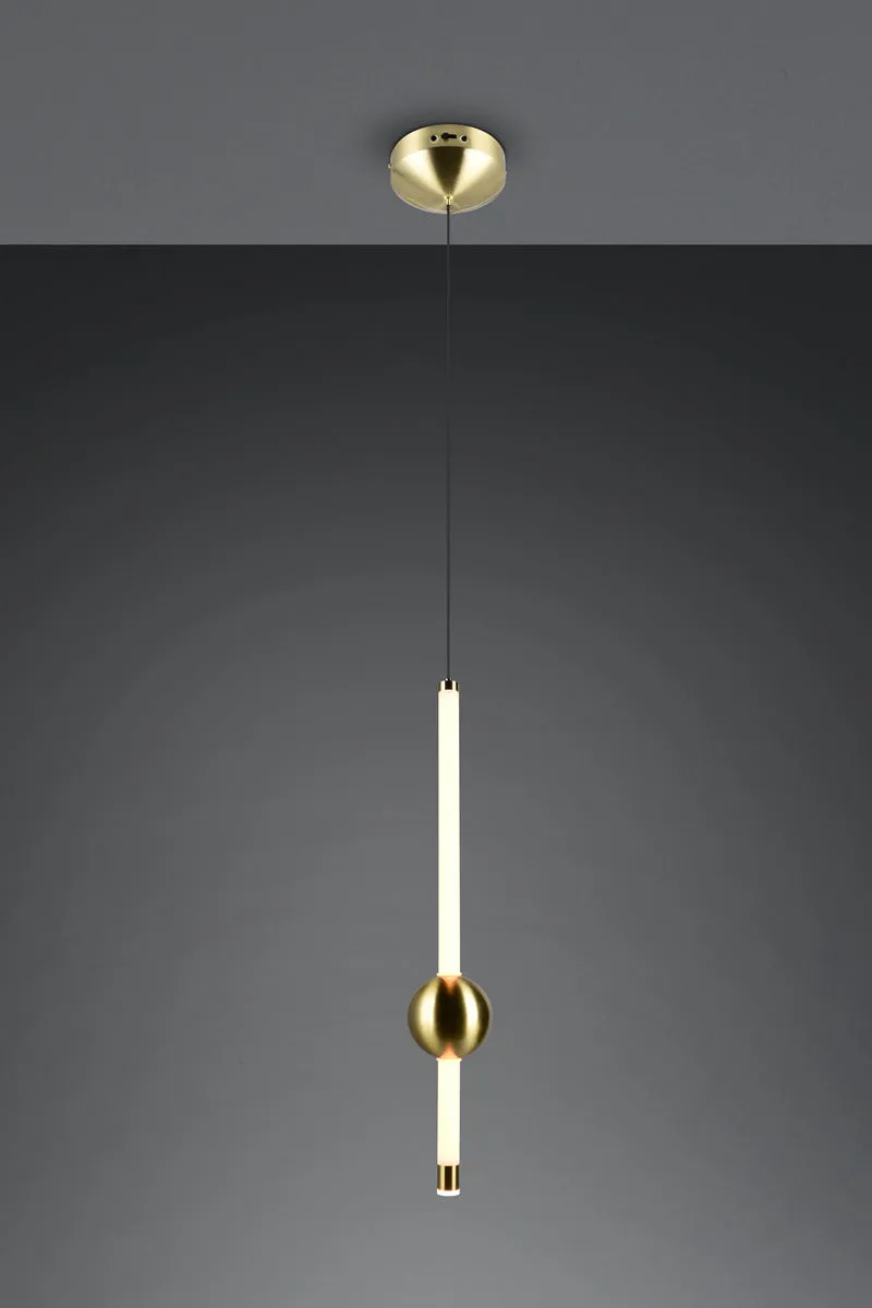 Lámpara de techo colgante Trio Melita LED latón mate 150cm 331510108