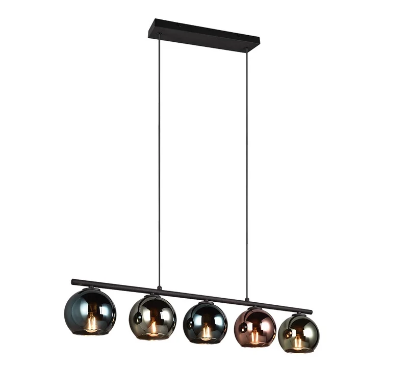 Lámpara de techo colgante Trio Sheldon 5 luces multicolor y azul 150cm R31305017 para salón y comedor